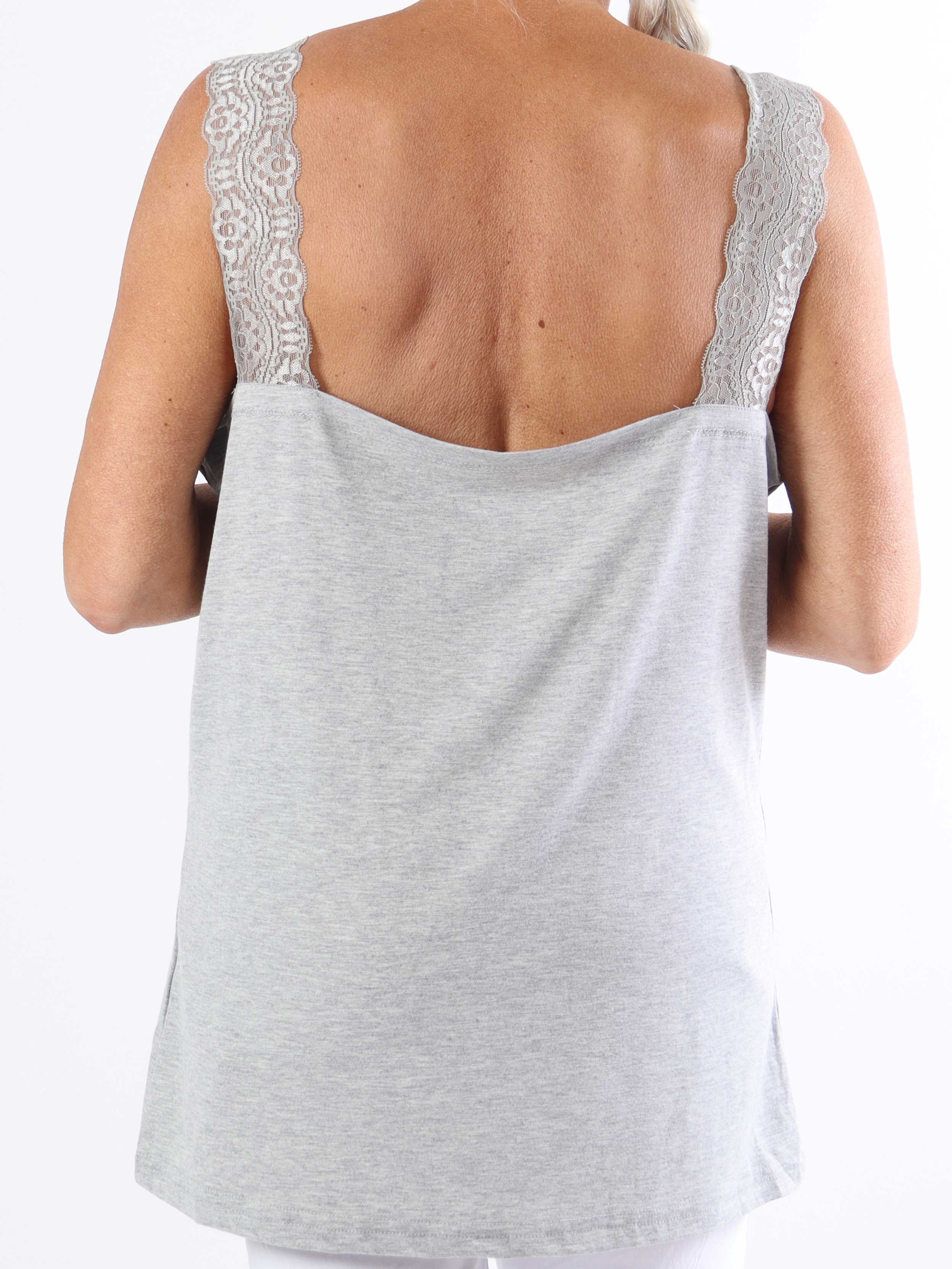 Florina - Basic plus size-topp i viskos med spetsband (bestseller)